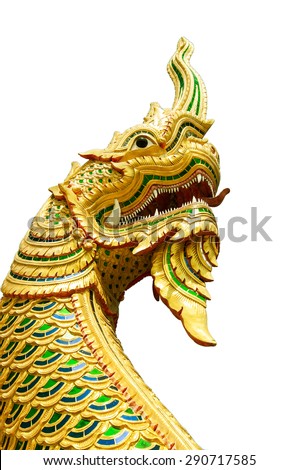 Dragon tail Statues with white background.