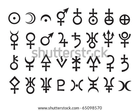 Tattoos Astrology Signs on Astrological Signs Of Planets  Astrology Symbols Set  Stock Vector