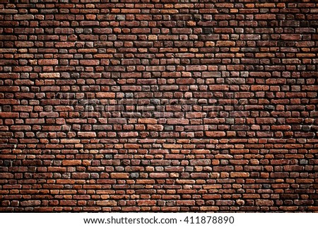 Beautiful accurate textured brick wall on a bright sunny day. Brick background