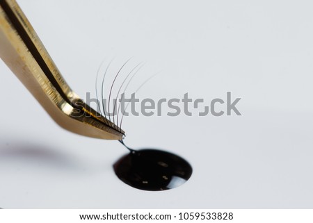 Eyelash Extension tools on white background. Accessories for eyelash extensions. Artificial lashes.