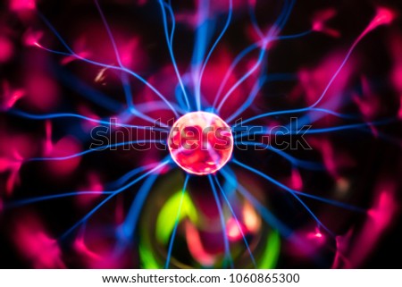 Plasma ball lamp energy,sphere concept for power, electricity, science and physics
