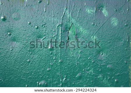 Teal painted iron surface background
