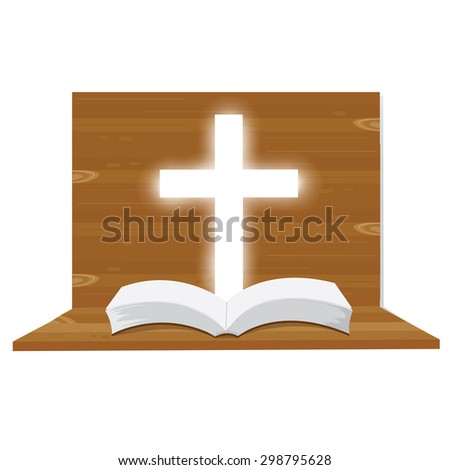 illustration. Bible open Christian. into the light. Religious symbol of Christianity.