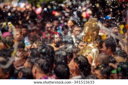 Buddha statue water ceremony in Songkran Festival Unseen Thailand