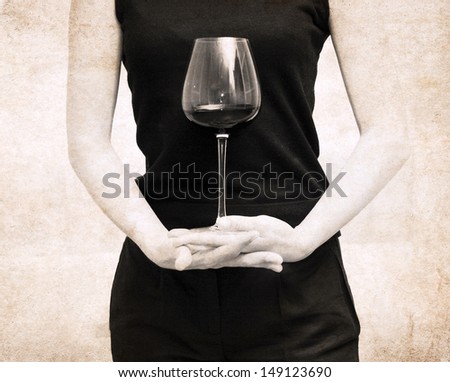 artwork  in painting style, glass of red wine