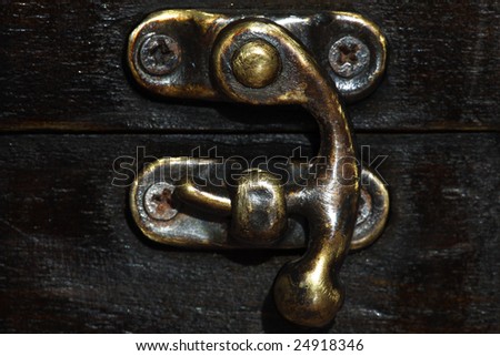 Closed ancient treasure-box lock