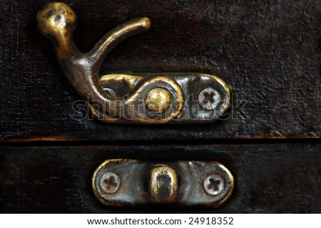 Opened ancient treasure-box lock