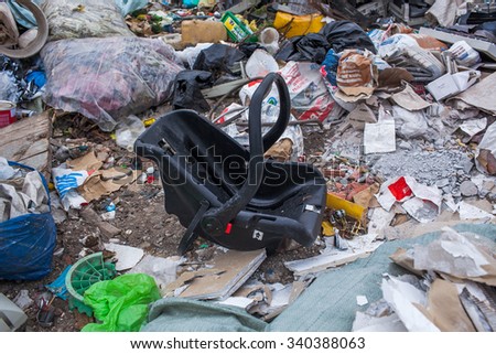 Russia - October 18, 2015: Landfill . Garbage. Municipal solid waste and food waste
