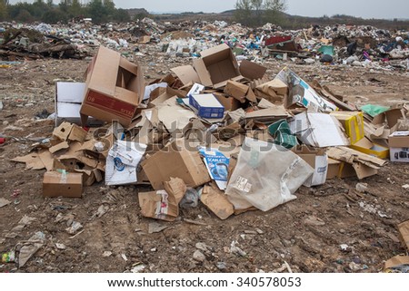 Russia - October 18, 2015: Landfill . Garbage. Municipal solid waste and food waste