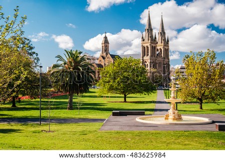 St. Peter\'s Cathedral in Adelaide, South Australia. View from Pennington Gardens