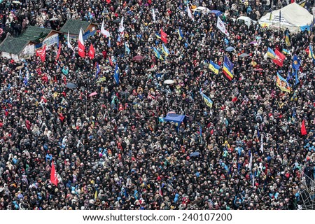 Thousands people take part in the political meeting during anti-government protest in Kiev, Ukraine, January 12, 2014