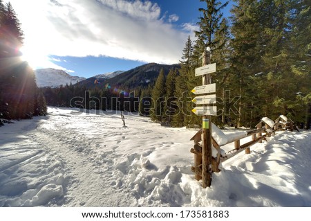 Trekking paths information plates in Polish Tatra Mountains National Park