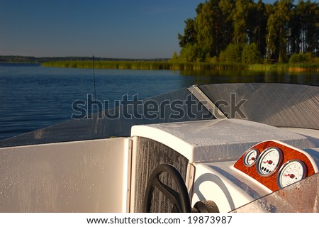 Sped boat dashboard closeup