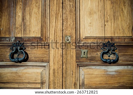 Typical old door in the old village Deia in Majorca