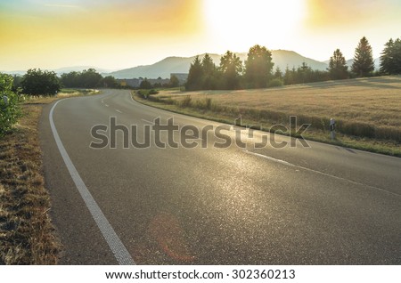 Federal highway in Germany at dawn.