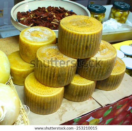 Parma cheese in an Italian shop
