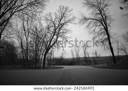 a black and white road in Iowa