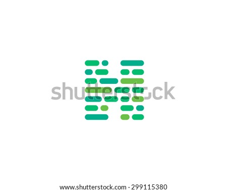 Abstract letter H logo design template.  Dynamic, code unusual font. Universal fast moving dots, atoms, blocks, color symbol.