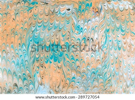 Abstract ebru orange and green color background