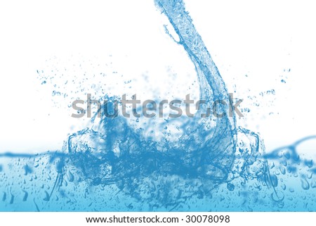 wave and bubbles over white background