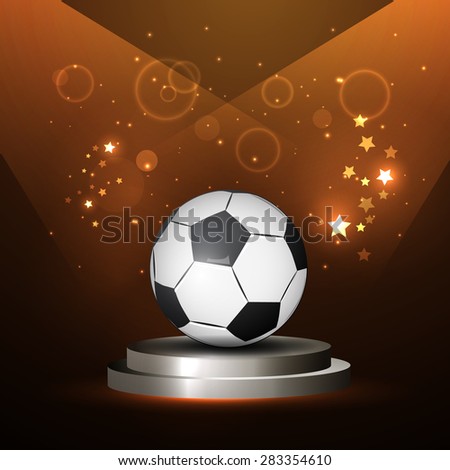 illustration of a soccer ball in the center, bright lines, championship victory