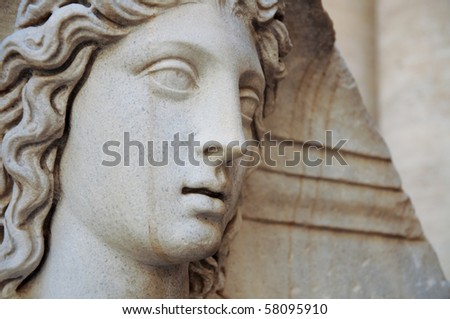 beautiful face of Roman statue
