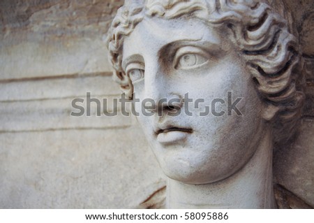 stone face of Roman statue