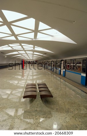 Strogino - modern underground station in Moscow