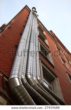 Metallic tubes on the wall