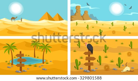 Desert landscape banners set