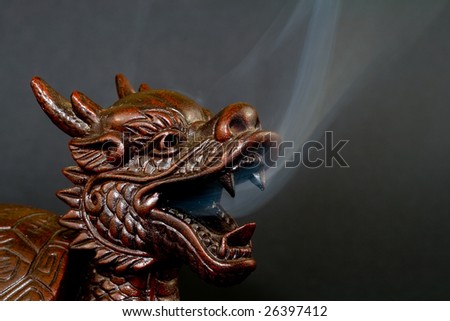 A macro shot of a fire breathing dragon