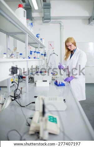 woman scientist works in the laboratory