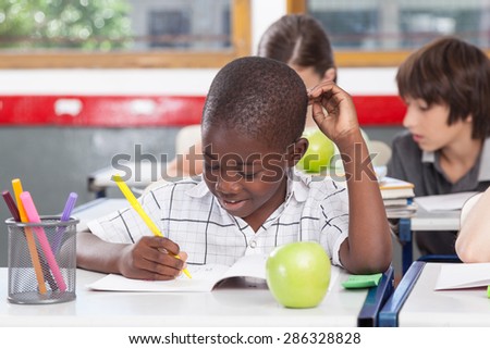 black boy writing