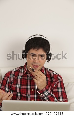 Man talking with headphones