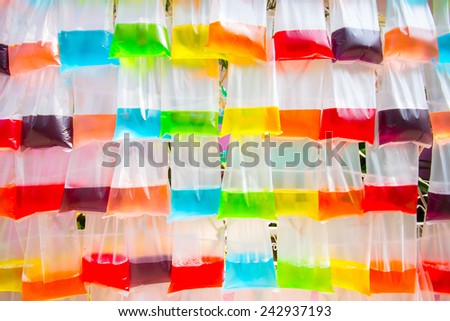 Colorful water in plastic bag