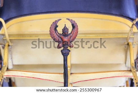 Garuda sign of The king of Thailand on the  ancient carriage at bang pra inn palace