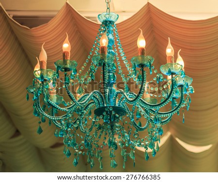 classic green glass chandelier interior decorated in the room