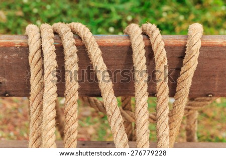 rope lay on the wood prepare for tied the sail