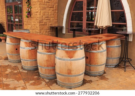 classic old wood bottle or barrel for the table of the restaurants