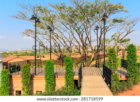 NAKORNRACHASRIMA - MAY,27 : The classic view of wood way are decorated  in nature style of little town  \