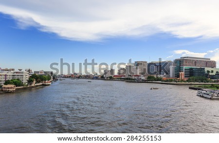 BANGKOK-JUNE,4: The nice view of building beside the main river where called \