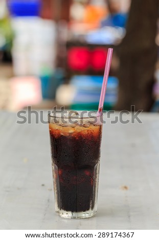 ice black coffee in glass in Thai style