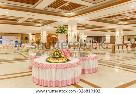 BANGKOK  - OCT,13 : A banquet wedding hall  where have other function facility set for fine dining for lover That named \