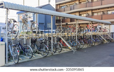 SAPPORO HOKKAIDO- NOV,4 : The bicycle parking in Sapporo town, Japan. Bicycles are widely used in Japan by people of all age groups and social standings.JAPAN NOV,4 2015