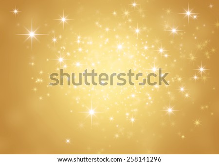 Festive sparkling lights. Shiny gold background in starlight