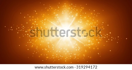 Panoramic starlight - Shiny gold background with star light explosion
