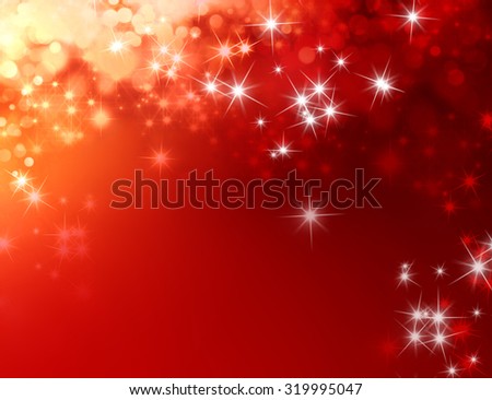 Shiny festive red background with star lights raining down
