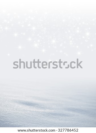Bright snow background with star lights raining down