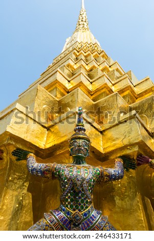 beautiful art door in  Wat Phra Kaew, Temple of the Emerald Buddha, Bangkok, Thailand.
