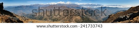 Panoramic view of himalayas range from Pikey peak - trek from Jiri Bazar to Everest base camp - Nepal